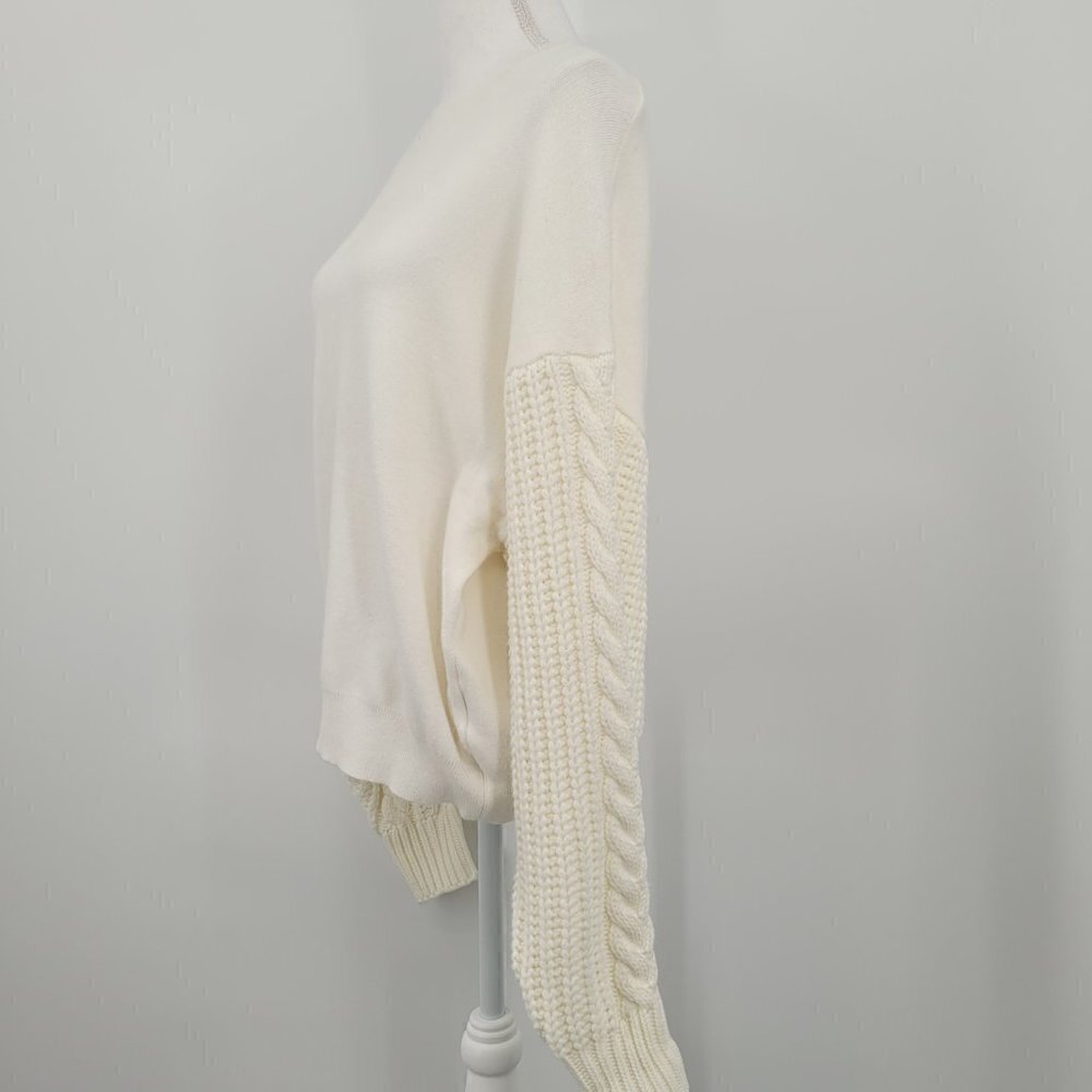 Elsie & Zoey Cream Cable Knit Sleeve Sweater - Picture 2 of 9